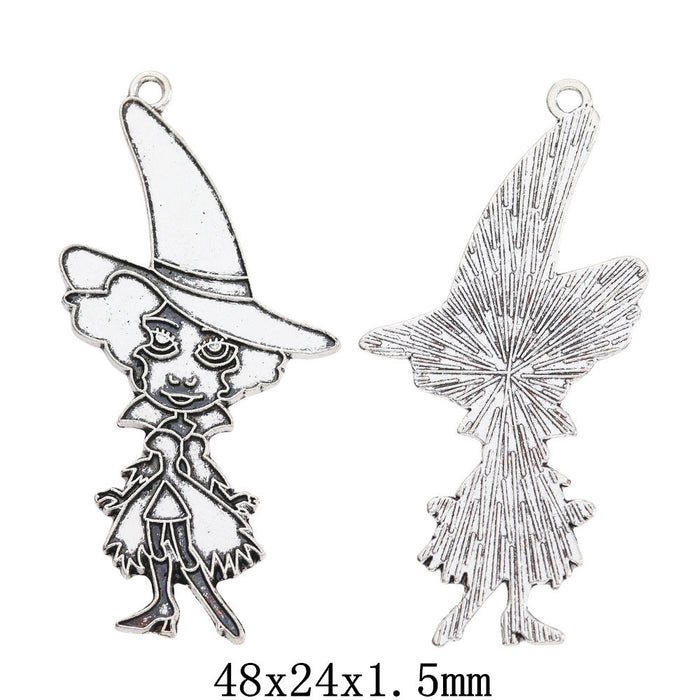 Antique Silver Zinc Alloy Witch Charm Pendant for DIY Necklace Bracelet Jewelry Making