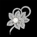 Silver Tone Flower Pearl Look Metal Brooch Pin 7 x 3.9 cm view 4