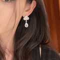 Floral Water Drop Hollow Stud Earrings For Women, Delicate Face Slimming Coat Jewelry view 3