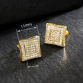 Square Zircon Stud Earrings For Women, 3D Minimalist Full Stone Earrings, European Style Jewelry view 4