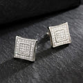 Square Zircon Stud Earrings For Women, 3D Minimalist Full Stone Earrings, European Style Jewelry view 3