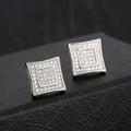 Square Zircon Stud Earrings For Women, 3D Minimalist Full Stone Earrings, European Style Jewelry view 1