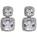 Elegant Square Sparkling Zircon Stud Earrings, Luxury Evening Party Jewelry Accessories For Women view 5
