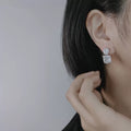 Elegant Square Sparkling Zircon Stud Earrings, Luxury Evening Party Jewelry Accessories For Women view 3