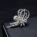 Silver Tone Flower Pearl Look Metal Brooch Pin 7 x 8 cm view 5