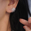Korean Style Zircon Stud Earrings With Full Pave Multilayer Metal Claw Design Jewelry view 3