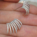 Korean Style Zircon Stud Earrings With Full Pave Multilayer Metal Claw Design Jewelry view 4