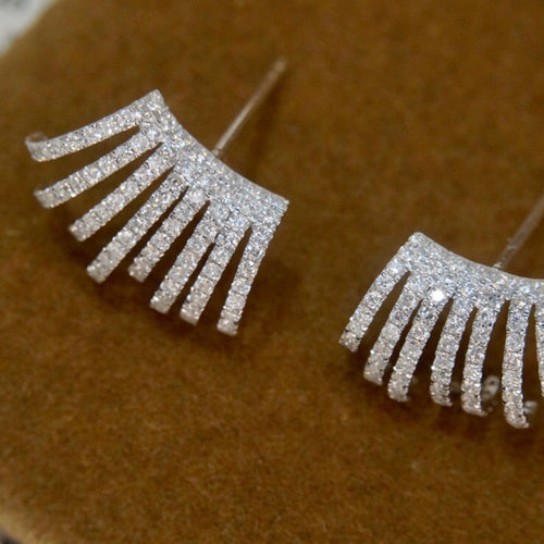 Korean Style Zircon Stud Earrings With Full Pave Multilayer Metal Claw Design Jewelry