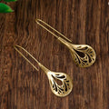 Vintage Hollow Leaf Earrings, European American Retro Thai Style Dangle Earrings For Women Jewelry view 4