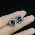 French Style Faux Pigeon Egg Green Geometric Stud Earrings With Micro Paved Zircon view 3