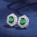 French Style Faux Pigeon Egg Green Geometric Stud Earrings With Micro Paved Zircon view 1