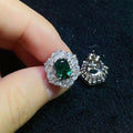 French Style Faux Pigeon Egg Green Geometric Stud Earrings With Micro Paved Zircon view 4