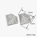 Hip Hop Copper Micro Paved Zircon Square Stud Earrings, Trendy Cool Fashion Ear Jewelry view 5