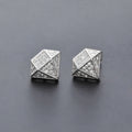 Hip Hop Copper Micro Paved Zircon Square Stud Earrings, Trendy Cool Fashion Ear Jewelry view 1