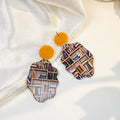 Creative Bookshelf Rabbit Print Acrylic Geometric Round Irregular Drop Dangle Women Fashion Earrings view 2