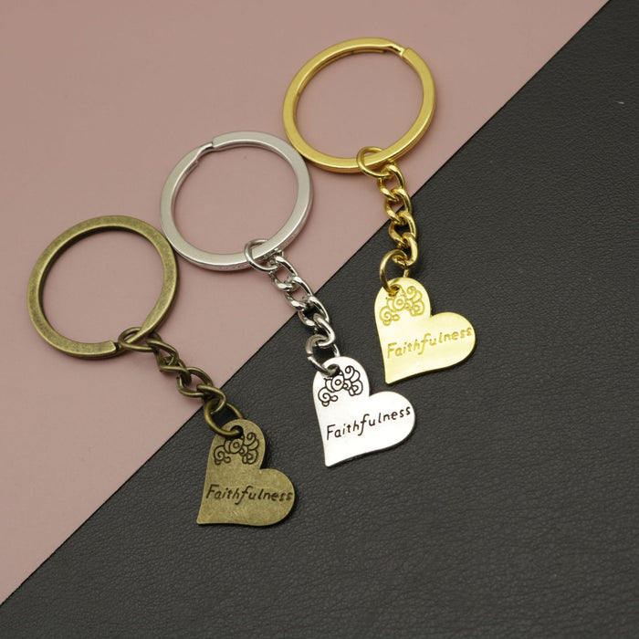 Metal Vintage Heart Shape Keychain Bag Charm Gift