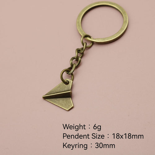 Metal Paper Plane Keychain Bag Charm