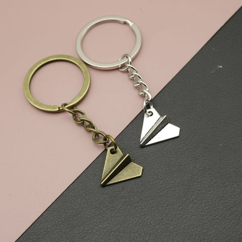 Metal Paper Plane Keychain Bag Charm