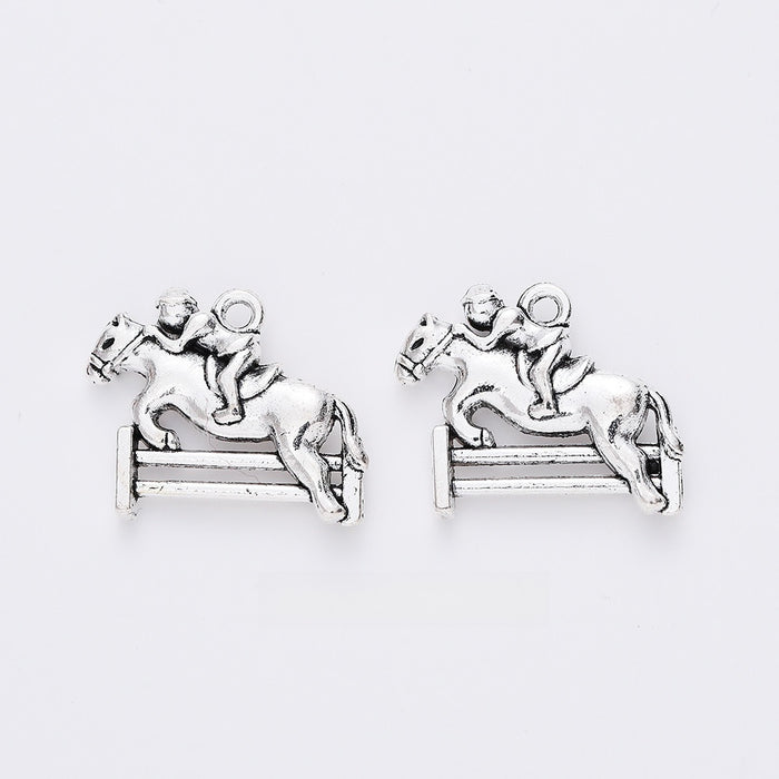 Antique Silver Zinc Alloy Horse Rider Charm Pendant for DIY Necklace Bracelet Jewelry Making