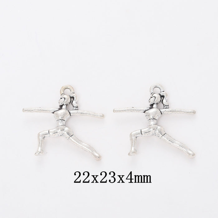 Antique Silver Zinc Alloy Gymnast Girl Charm Pendant No.418088 for DIY Necklace Bracelet Jewelry Making