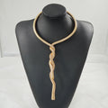 European American Vintage Wrapped Necklace Heavy Metal Irregular Snake Bone Choker view 3