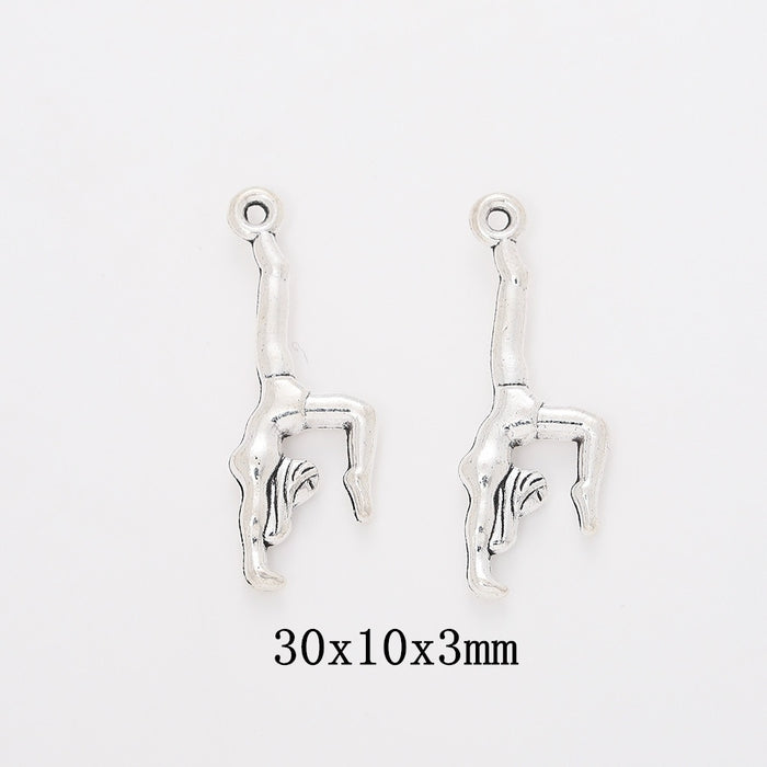 Antique Silver Zinc Alloy Gymnast Girl Charm Pendant No.265176 for DIY Necklace Bracelet Jewelry Making