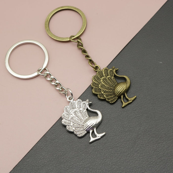 Zinc Alloy Simple Peacock Keychain Bag Charm Gift