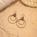 Vintage Bohemian Geometric Double Circle Alloy Hoop With Faux Leather Accent Drop Hook Earrings view 1