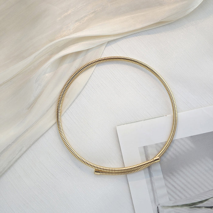 Statement Heavy Metal Style Snake Bone Choker Necklace Minimalist Elastic Collarbone Chain