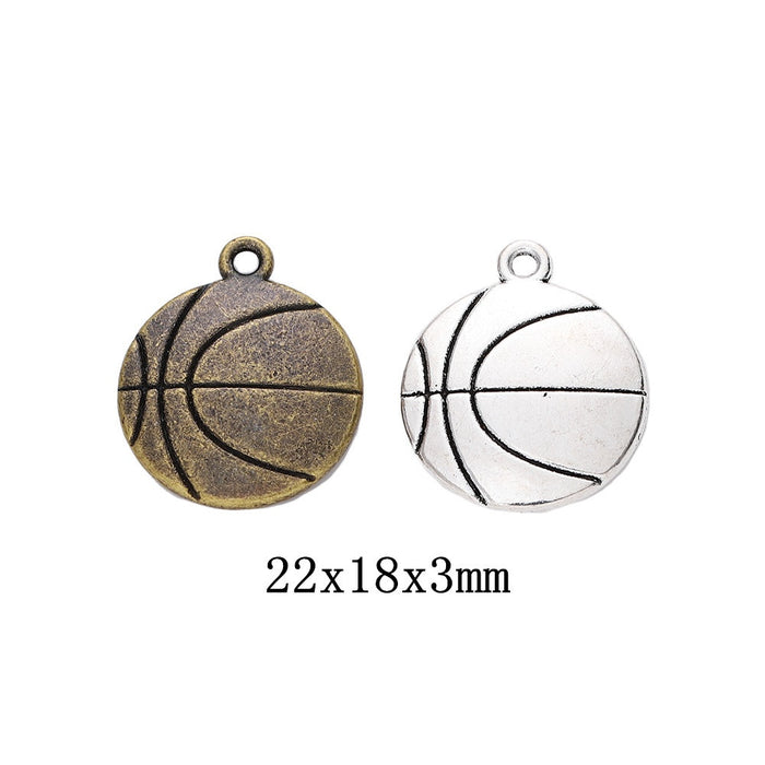 Zinc Alloy Basketball Charm Pendant for DIY Necklace Bracelet Jewelry Making