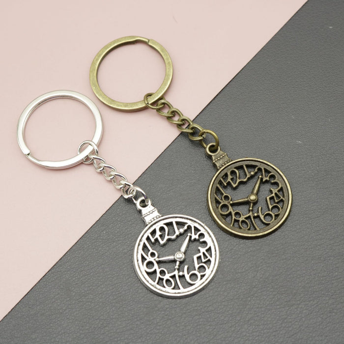Metal Clock Keychain Bag Charm Gift