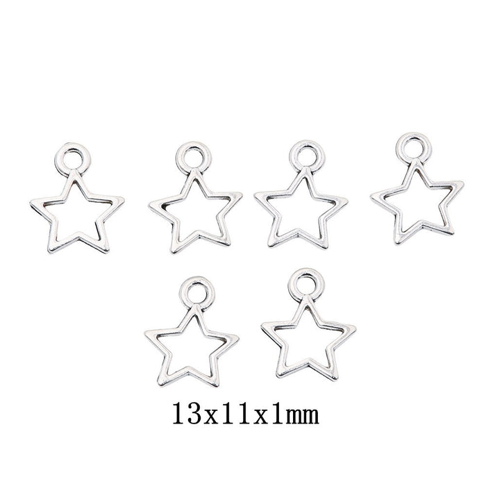 Silver Zinc Alloy Star Charm Pendant for DIY Necklace Bracelet Jewelry Making