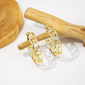 Metal C Shape Stud Earrings With Silver Pin Cat Paw Hollow Geometric Hoop Statement Jewelry view 3