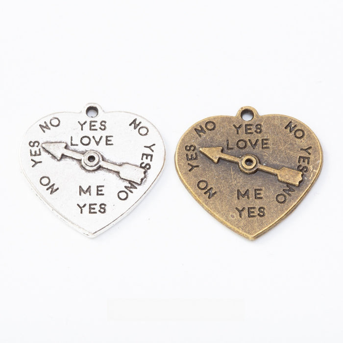 Zinc Alloy Heart Clock Charm Pendant for DIY Necklace Bracelet Jewelry Making
