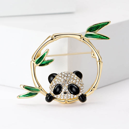 Alloy Bamboo Panda Brooch Pin For Women's Clothing Decoration