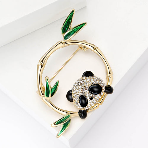 Alloy Bamboo Panda Brooch Pin For Women's Clothing Decoration