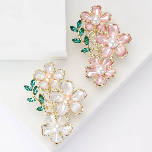 Elegant Alloy Camellia Flower Brooch Pin For Women's Apparel