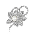Silver Tone Flower Pearl Look Metal Brooch Pin 7 x 3.9 cm view 1