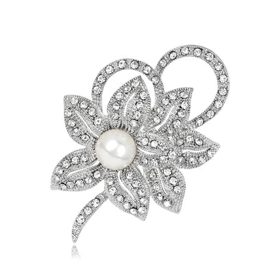 Front product view of the flower brooch pin in silver