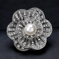 White Gold Tone Silver Tone Butterfly Pearl Look Metal Brooch Pin view 4