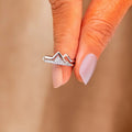 Double Layer Inlaid Heartbeat Mountain Couple Ring For Women, Minimalist Zircon Index Finger Ring view 2