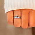 Double Layer Inlaid Heartbeat Mountain Couple Ring For Women, Minimalist Zircon Index Finger Ring view 1