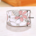 Korean Style Floral Micro Pave Zircon Ring, Fresh Flower Wide Band Index Finger Jewelry For Women view 4