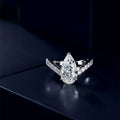 Shiny Metal Pear Shaped Water Drop Zircon Ring, Niche Design Fashion Finger Jewelry For Women view 3
