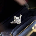 Shiny Metal Pear Shaped Water Drop Zircon Ring, Niche Design Fashion Finger Jewelry For Women view 1