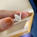 Shiny Metal Pear Shaped Water Drop Zircon Ring, Niche Design Fashion Finger Jewelry For Women view 2