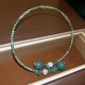 New Chinese Style Contrast Beaded Jade Lotus Choker Necklace Elegant Floral Jewelry view 4