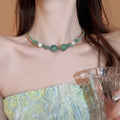New Chinese Style Contrast Beaded Jade Lotus Choker Necklace Elegant Floral Jewelry view 1
