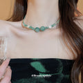 New Chinese Style Contrast Beaded Jade Lotus Choker Necklace Elegant Floral Jewelry view 3