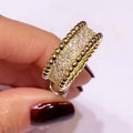 Full Zircon Beaded Edge Sandwich Ring, Minimalist Elegant Fashion Women's Jewelry view 2